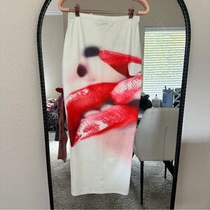 Stylish Red and White Women's Skirt size Small